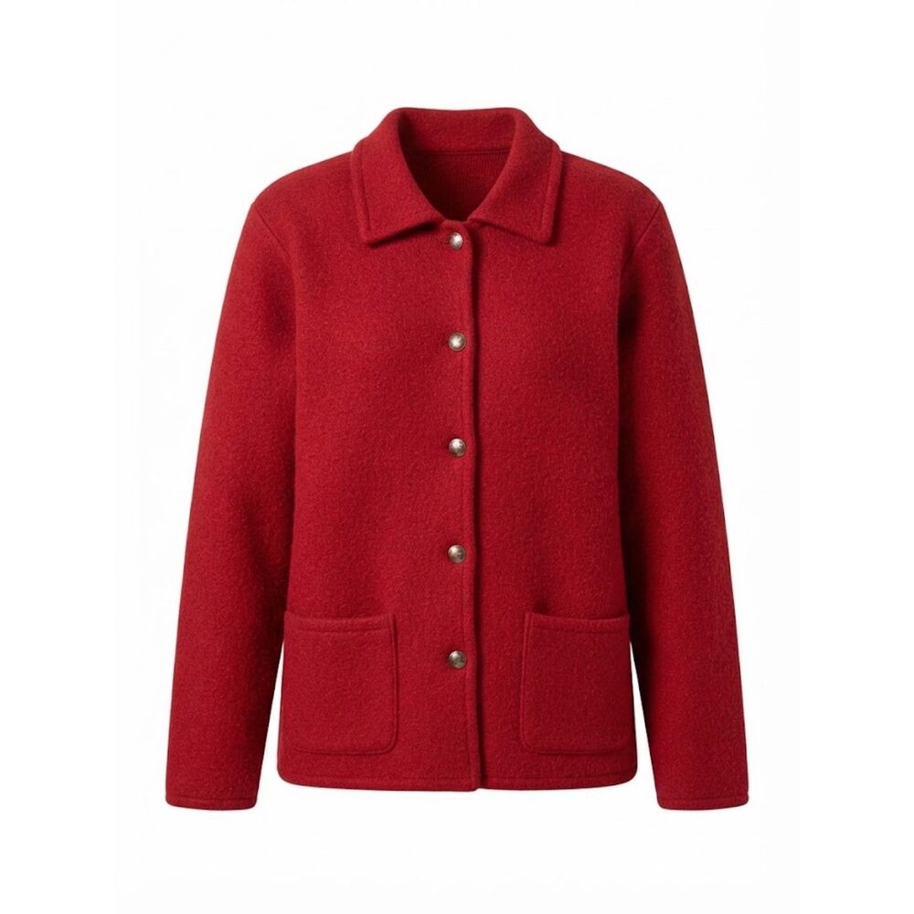 Nordstrom Red Wool Button Front Jacket Coat Size Medium